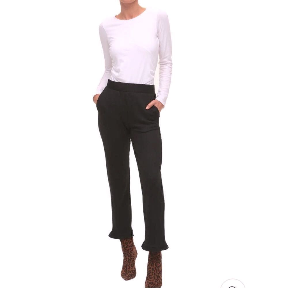 n: Philanthropy Revolve Talker Black Ruffle Hem Pants.Size S